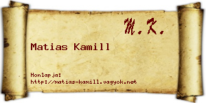 Matias Kamill névjegykártya